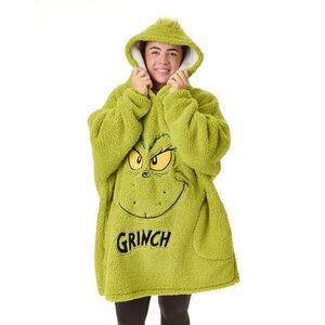 The Grinch Unisex Adult Face Blanket Hoodie / Green